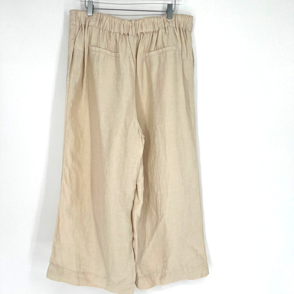 Halston Pants Womens XL Linen Blend Wide Leg Relaxed‎ Trouser Cream Classic - Picture 2 of 7